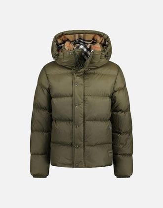 Burberry Mens Burberry Halsby Down Puffer Jacket Khaki Green - Size: 40/Regular