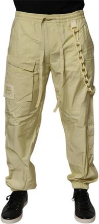 Dolce & Gabbana Nylon Cargo Chain Jogger Broek - Heren - Straight fit broeken - Geel - M - Nylon - Broeken