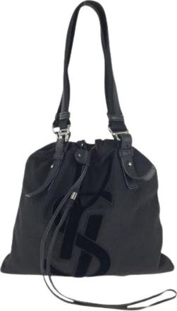 Saint Laurent Pre-owned Rive Gauche Kahala Canvas Leather 2way Bag - Dames - Vintage Tas - Zwart - ONE Size - Leer - Vintage