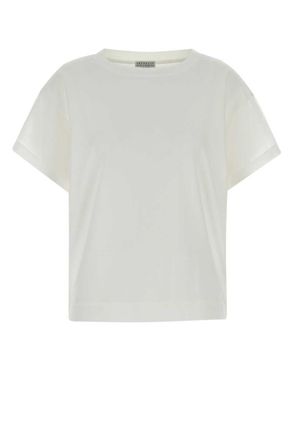 Brunello Cucinelli White Crew Neck Cotton T-Shirt