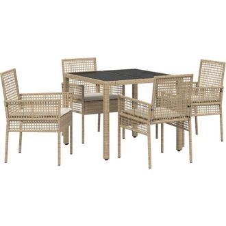 vidaXL Conjunto De Comedor De Jard&iacute;n 5 Pcs Beige Polirat&aacute;n Vidaxl