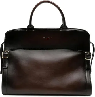 Santoni Heren, Tassen, Bruin, Maat: ONE Size Leer
