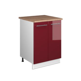 Vicco Mueble Bajo Para Fregadero Fame-line, Rojo Burdeos Alto Brillo/blanco, 60 Cm, Vicco