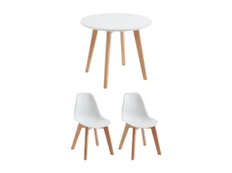 Vente-Unique Vente-unique - Set Tavolo Per Bambini Louloune + 2 Sedie Bianco Lilinou