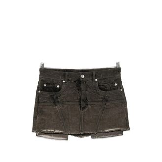 Rick Owens Faded Frayed-hem Mini Skirt