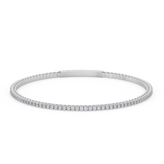 Pompeii3 1Ct Diamond Flexible Oval Bangle Womens Bracelet 14k White Gold Lab Grown Size: 6.75
