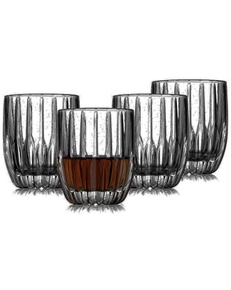 Godinger Set Of 4 Pleat Double Old Fashioned Glasses