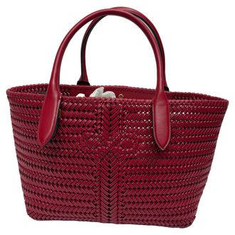 Anya Hindmarch Pre-owned Womens Neeson Woven Tote Bag in Burgundy Leather - One Size