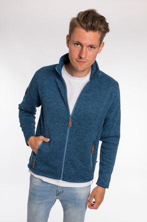 Deproc Strickfleecejacke DEPROC ACTIVE LACEWOOD MEN, Herren, Gr. XXL, blau, 100% Polyester, bequem, gerader Abschluss, Jacken Strickfleecejacke, Kontrastreis