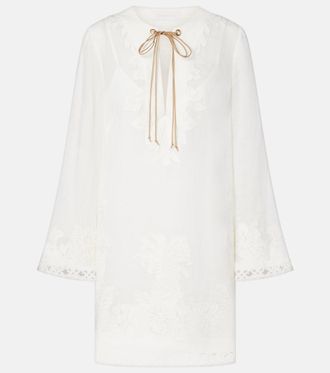 Zimmermann Indra embroidered ramie minidress