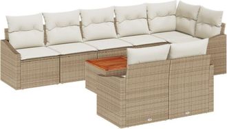 vidaXL Garden Sofa Set 9 pcs Beige, white Vidaxl