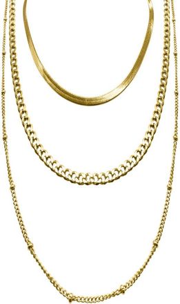 Adornia Water Resistant Layered Chain Necklace in Yellow at Nordstrom Rack