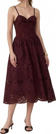 Moon River Scallop Lace Skirt Strapless Midi Dress In Burgandy