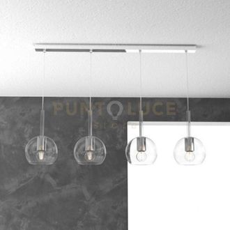 Top-Light Sosp. cromo rettangolare 4 luci vetri tutti piccolo trasparente 1155CR-S4 rp-tr
