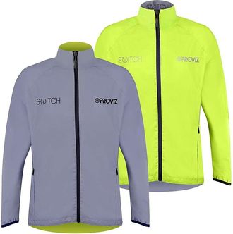 Proviz Mens Switch Waterproof Cycling Jacket Hi Visibility Reflective Reversible Windproof Bike Coat, Yellow/Reflective, 4XL