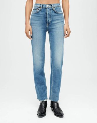 Re/Done High Rise Stove Pipe Jeans In Mid 70S