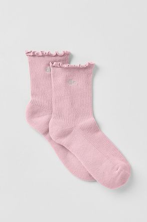 Alo | Womens Lettuce Edge Socks in Vintage Pink, Size: Medium/Large