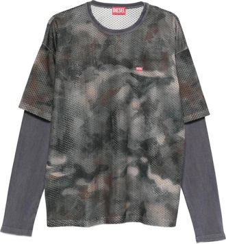 Diesel Multi T-Mesh Box T LS - Heren - Longsleeves - Grijs - L - Polyester - Tops
