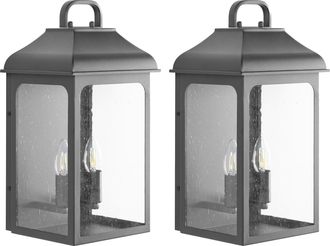 Beliani Conjunto De 2 L&aacute;mparas De Pared Exterior De Metal Estilo Tradicional Puerta Principal Porche Negro Vidbol