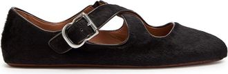 Alaia Cross-over Calf-hair Ballet Flats - Brown - 36 (IT36 / UK3)