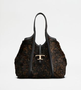 Tod's T Timeless Shopping Bag in Pony Effect Leather Medium