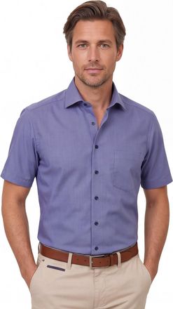 Casamoda Strijkvrij overhemd Venti comfort fit blauw met borstzak