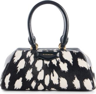 Givenchy Small Antigona Genuine Calf Hair East/West Satchel in 004-Black/White at Nordstrom