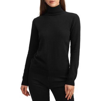 LilySilk Pure Cashmere Turtleneck Sweater in Black at Nordstrom, Size Small