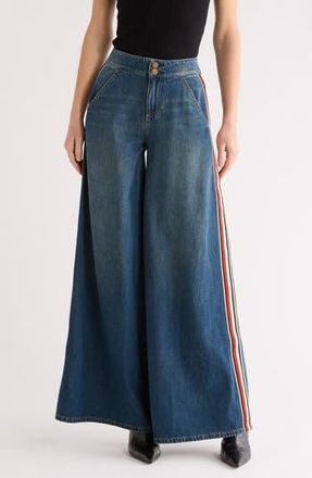 Alice & Olivia Nessi High Waist Side Stripe Baggy Jeans in Clementine Tint at Nordstrom Rack, Size 25