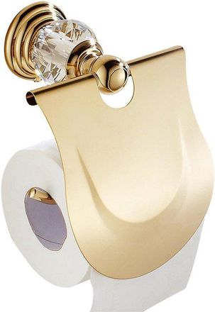 OEM Portarrollos De Papel Higi&eacute;nico De Cristal, Dispensador De Papel Higi&eacute;nico Elegante, Con Tapa De Cristal, Para Rollos Grandes, Color Dorado