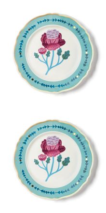 BITOSSI HOME Set of 2 Flat Plates Cm.26.5 Geranium