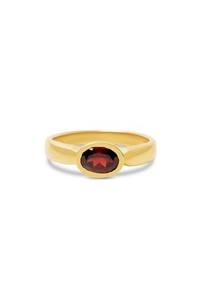 Argento Vivo Oval Semiprecious Stone Ring in Gold /garnet at Nordstrom, Size 8