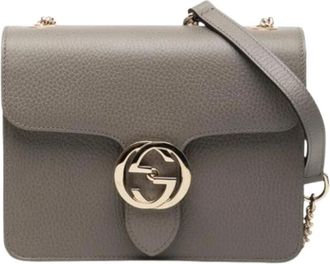 Gucci Pre-owned Cross Body Bags, female, Gray, Size: ONE SIZE Pre-owned Leather Crossbody Bag