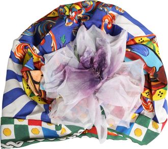 Dolce & Gabbana Womens Multicolor Carretto Motif Turban Headwear Hat Cotton Elastane Silk