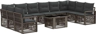 vidaXL Conjunto De Sof&aacute;s De Jard&iacute;n 11 Uds. Gris Y Gris Oscuro Vidaxl