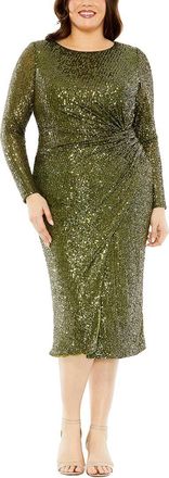 Mac Duggal Plus Sequin Gathered Waist Dress