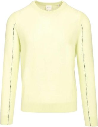 Paul Smith Merino Wol Trui met Ronde Hals - Heren - Ronde hals truien - Geel - M - Wol - Truien & Vesten