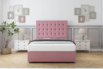 Comfort Beds Savannah Plush Divan Set 4 Drawers-26 Headboard in Pink | Size: Small Double