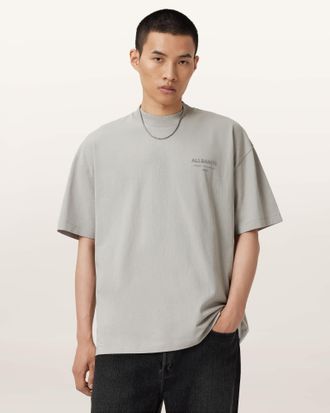 AllSaints Cotton Xander Flocked Logo Oversized T-Shirt, Size: XS