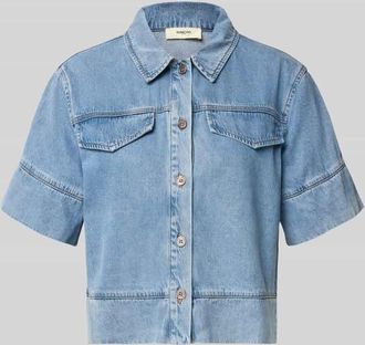 Suncoo Boxy Fit Jeansbluse mit Brusttaschen Modell LAIKA in Blau, Gr&ouml;&szlig;e XL