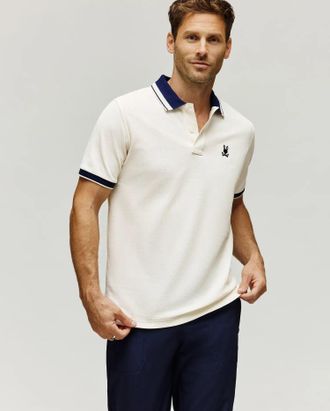 Psycho Bunny Mens Indigo Textured Collar Pique Polo 250 PRISTINE / XXXL