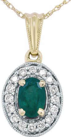 House of Brilliance Haus Of Brilliance Colorful Gemstones 14K 0.72 Ct. Tw. Diamond & Emerald Pendant Necklace