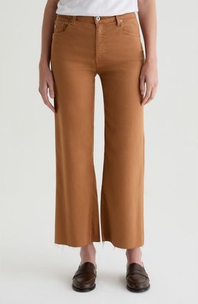 AG - Adriano Goldschmied Saige Raw Hem Ankle Wide Leg Jeans in Ginger at Nordstrom, Size 24