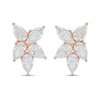 Diana M. Jewels 14KW RG 15.00 Ct TW of Lab grown pear and marquise shape diamonds cluster earrings