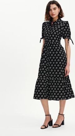 Finery Petite Estee Midi Shirt Dress in Black Spot at Nordstrom, Size 10