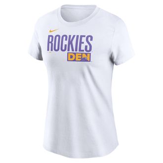 Nike Colorado Rockies City Connect Wordmark Nike Womens MLB T-Shirt in White | NKAF10ADNV-UUL
