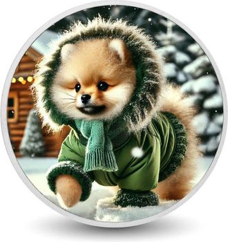 OEM Arctic Adorable: Cachorro Acogedor En Un Paseo Nevado Moneda De 1 Oz