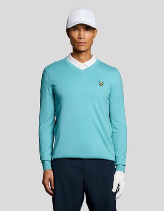 Lyle & Scott Lyle And Scott Mens Cotton Blend V-Neck Jumper - Blue - Size: 36