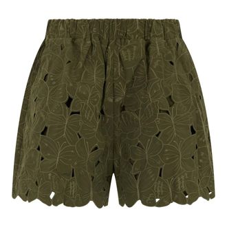 Red Valentino Casual Shorts, female, Green, Size: S Perforated Summer Shorts