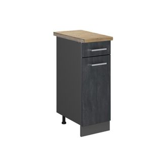 Vicco Mueble Bajo De Cocina R-line, Hormig&oacute;n Negro, 30 Cm Et Roble